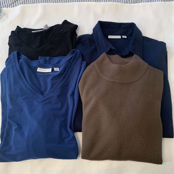 Susan Graver‎ Lot Of 4 Women's Size Medium Tops Blue Black Brown - Picture 1 of 16